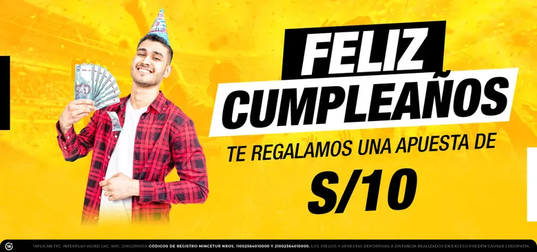 Afiche de cumpleaños de Doradobet que regala una apuesta de S/10.