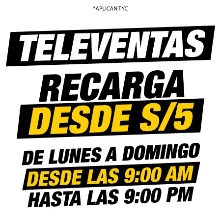 Afiche del canal Televentas con recarga mínima anunciada